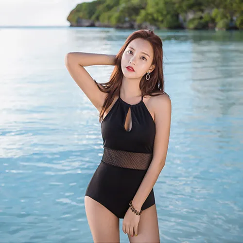Simple temperament model was thin spa swimsuit women Black - Shop at LoveMi