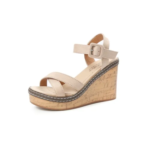 Suede wedge sandals White - Shop at LoveMi