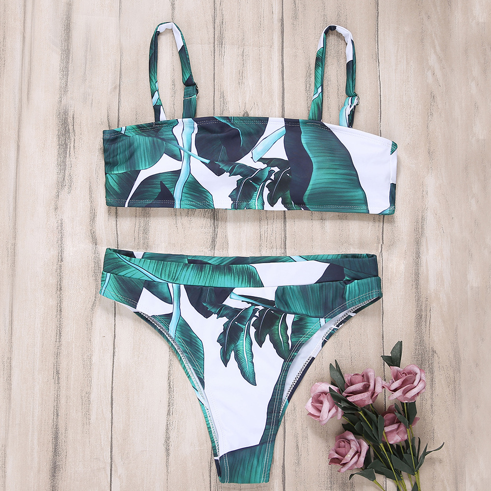 Leaf print swimsuit