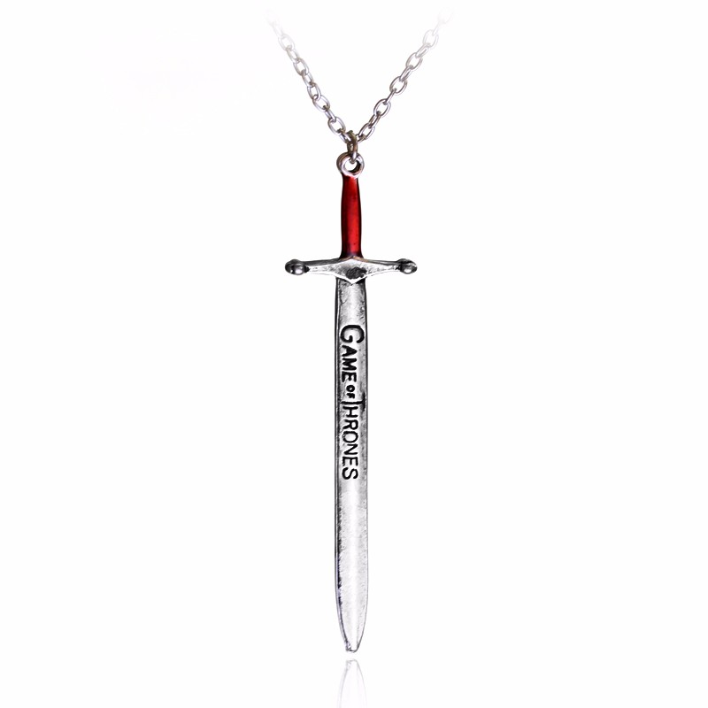 Game of Thrones Stark Wolf Sword Necklace