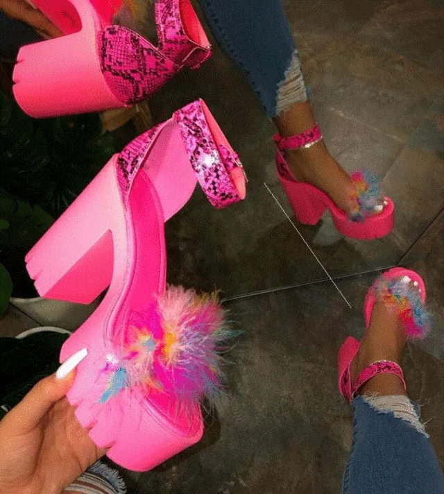 Summer new high heel women's shoes sandals Pink - Shop at LoveMi