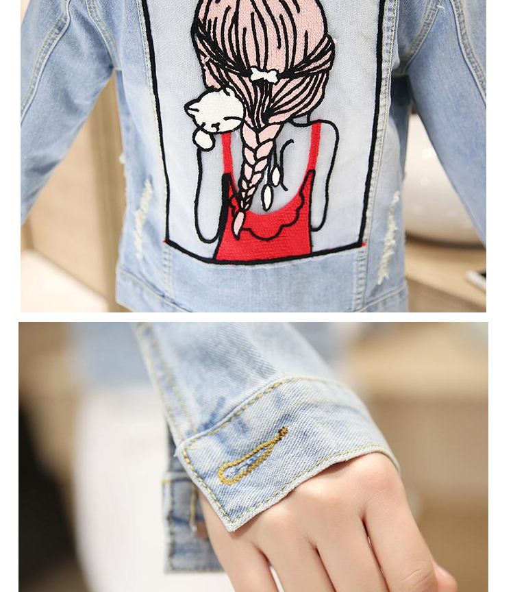 Wild old cartoon short denim jacket