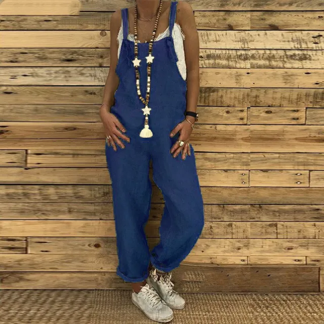 Loose casual plus size fall / winter jumpsuit Tibetan Blue - Shop at LoveMi