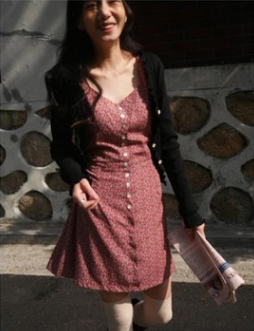 Waist Slim Retro Floral Long Sleeve Skirt