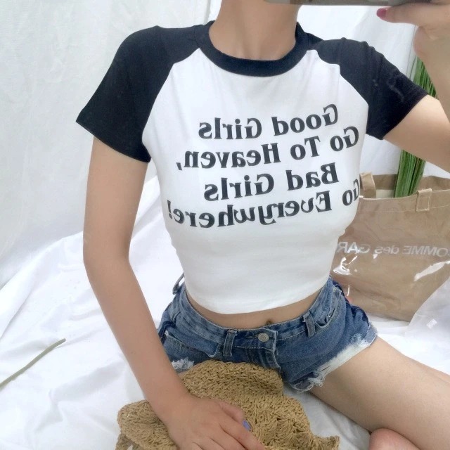 Sexy slim fit shirt high waist navel top