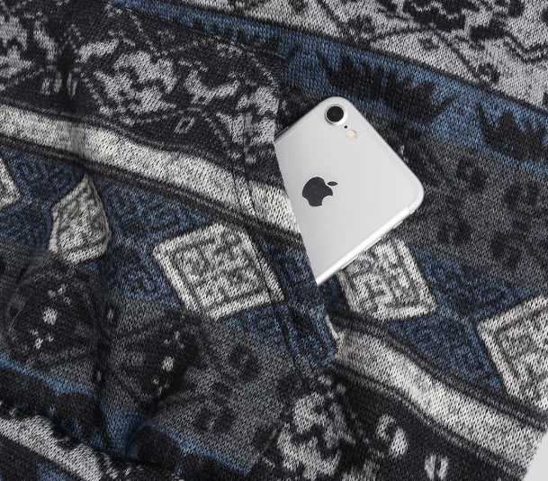 Sweatshirt with printed ethnic insert pockets