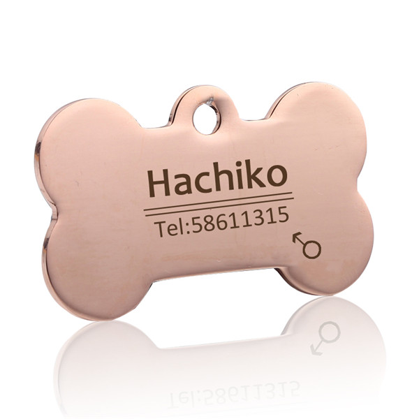 Free engraving Pet Dog cat collar accessories Decoration Pet ID Dog Tags Collars stainless steel cat tag customized tag Rose Gold - Shop at LoveMi