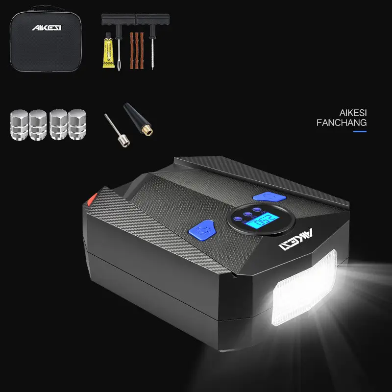 Portable 12V Car Tire Inflator with Digital Pressure Gauge and LED Light — D
