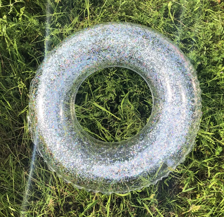 Inflatable Transparent Glitter Ring Float - 70Cm