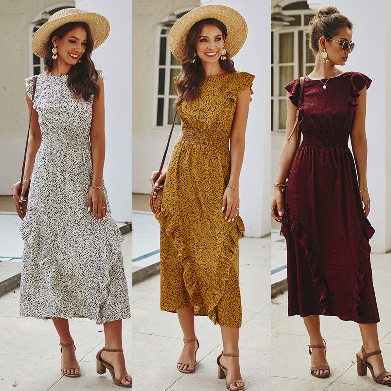 New spring and summer ruffle dress