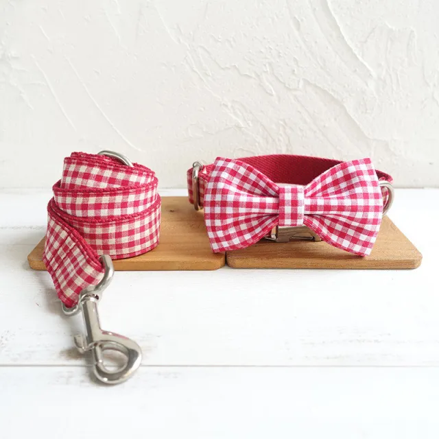 Pet Collar Bow Tie Set Leash Red - Shop at LoveMi