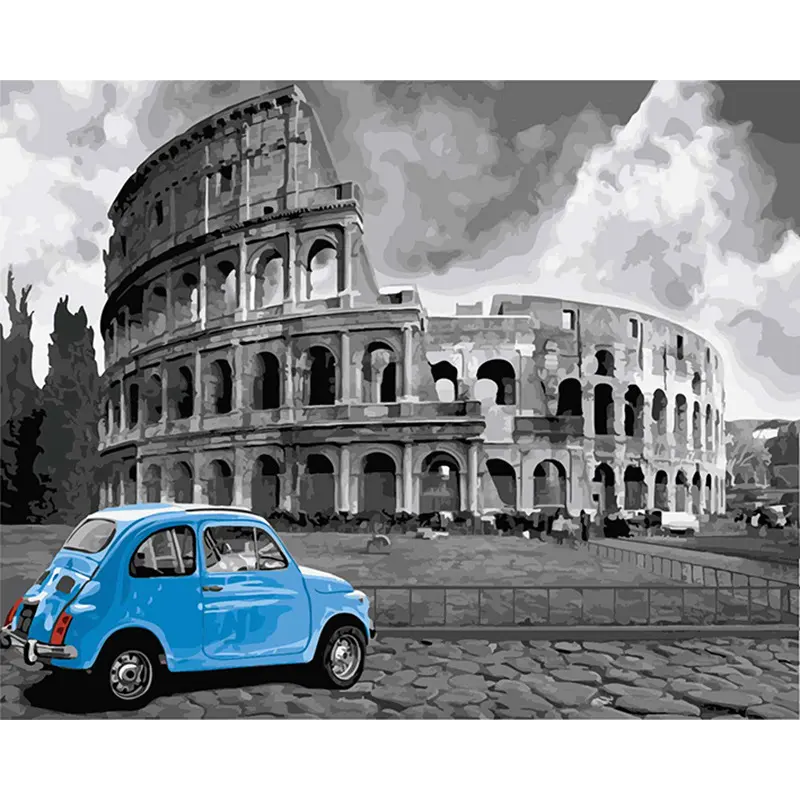 Frameless Roman Hand Paint Series Landscape Wine Wall Fabric