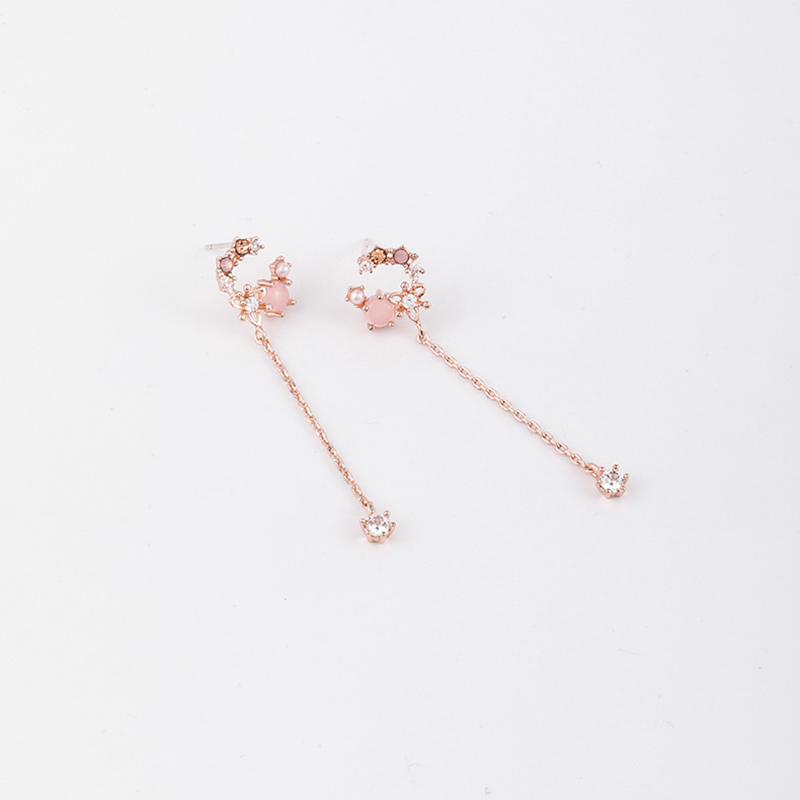 Silver Pin Tassel Girl Heart Fashion Earrings Wild