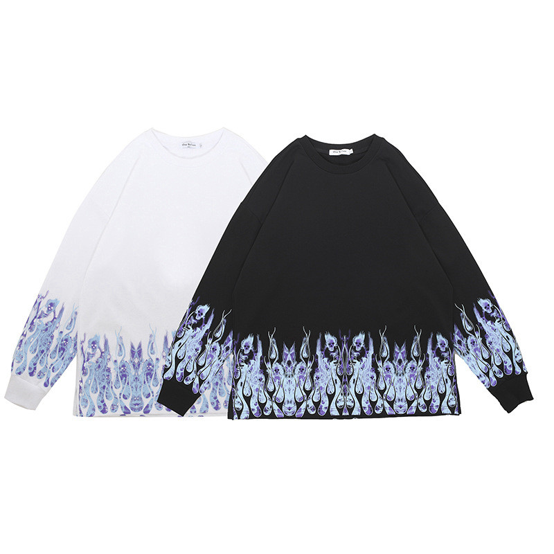 Head blue purple flame sweatshirt