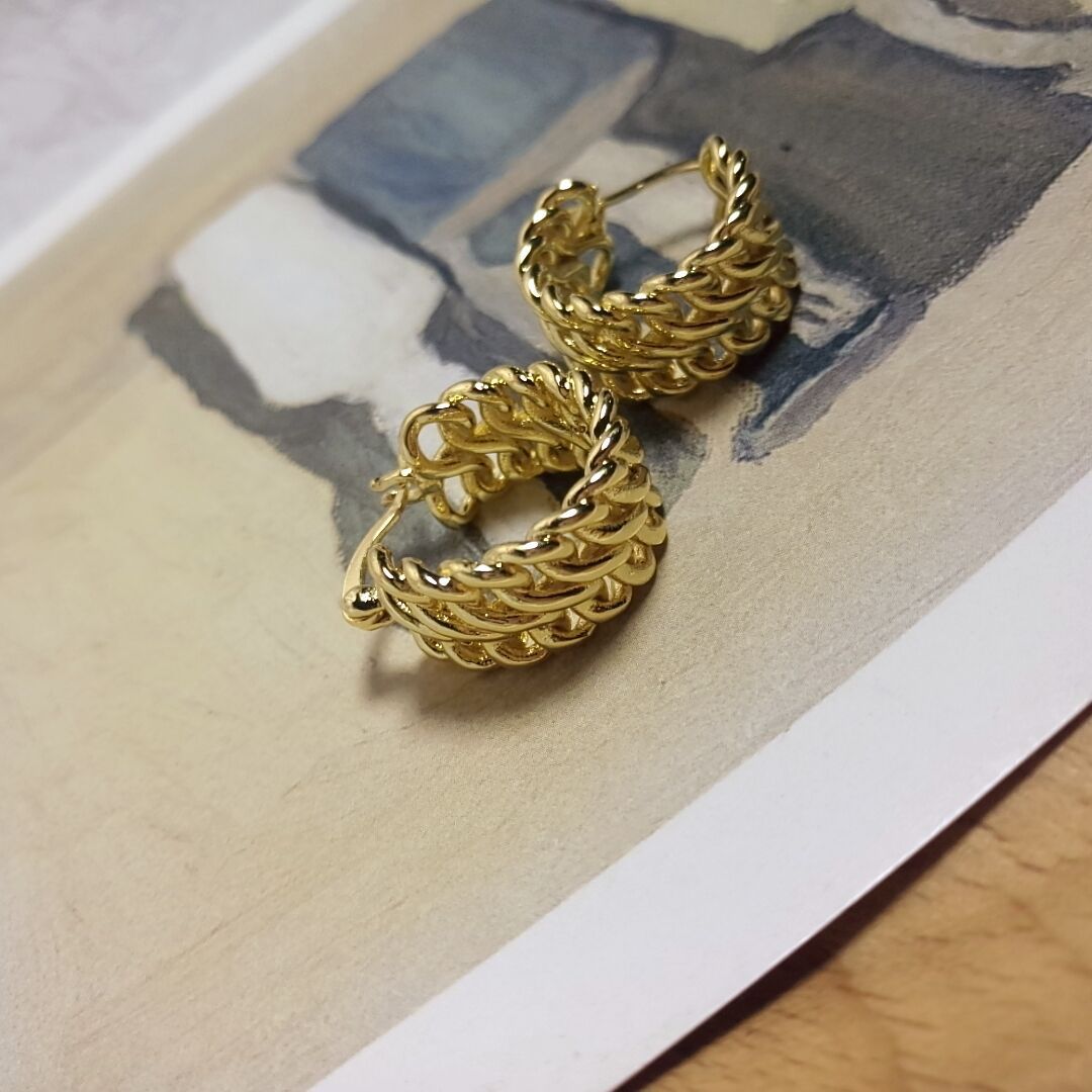 Openwork hoop chain earrings