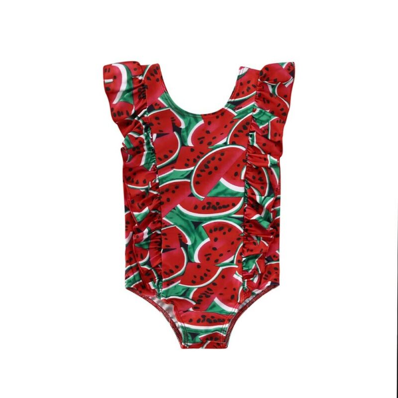 Printed Sleeve One Piece Swimsuit Red - Shop at LoveMi