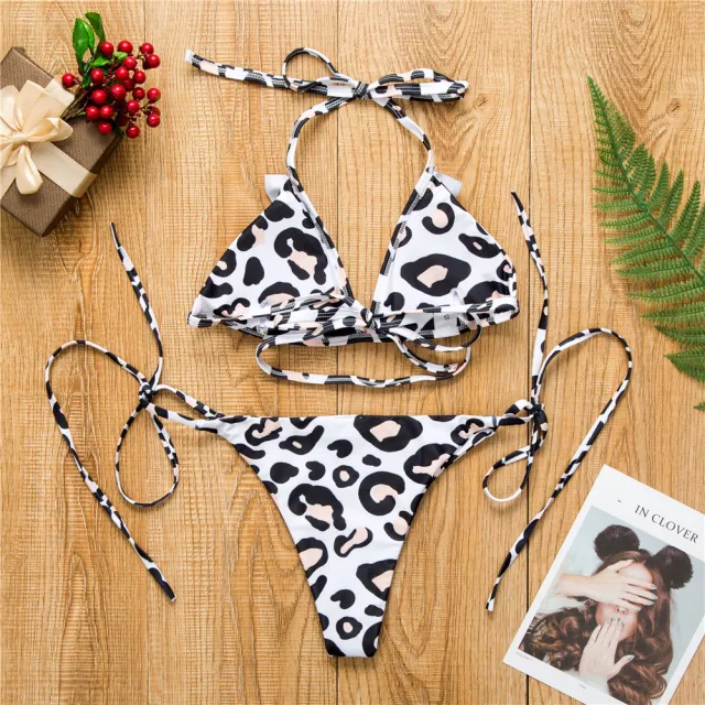 European and American new leopard ruffle bikini Leopard - Shop at LoveMi