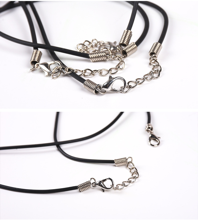 Black leather rope necklace rope