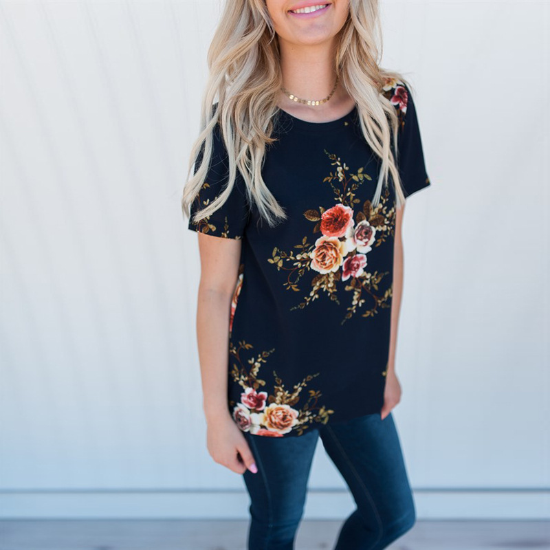 Printed crew neck top