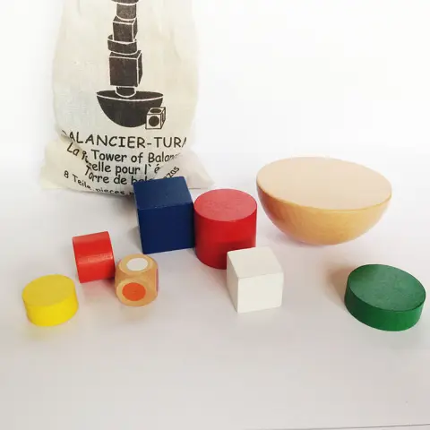 Kids Puzzle Wooden Toy Cloth Bag Hemisphere Balance Game