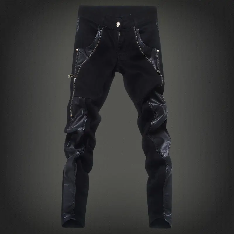 Men's leather pants tide locomotive popular foot pants