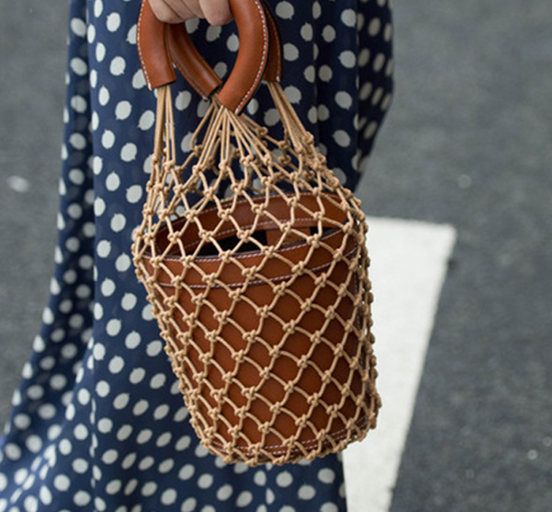 Hollow wild woven rope fishnet bag