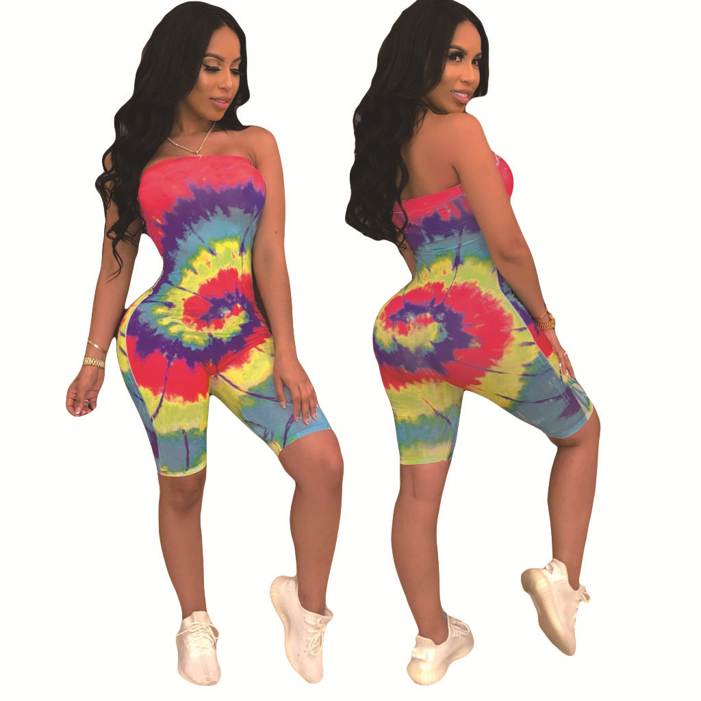 Stylish Tube Top Threaded Shoulder Jumpsuit