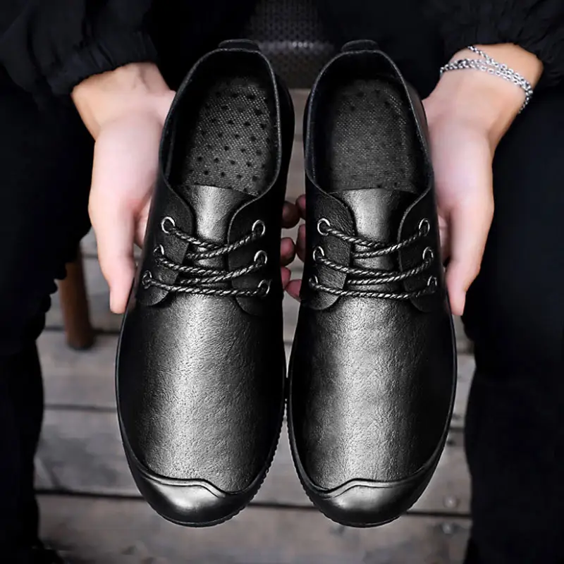 Men's soft bottom leather shoes