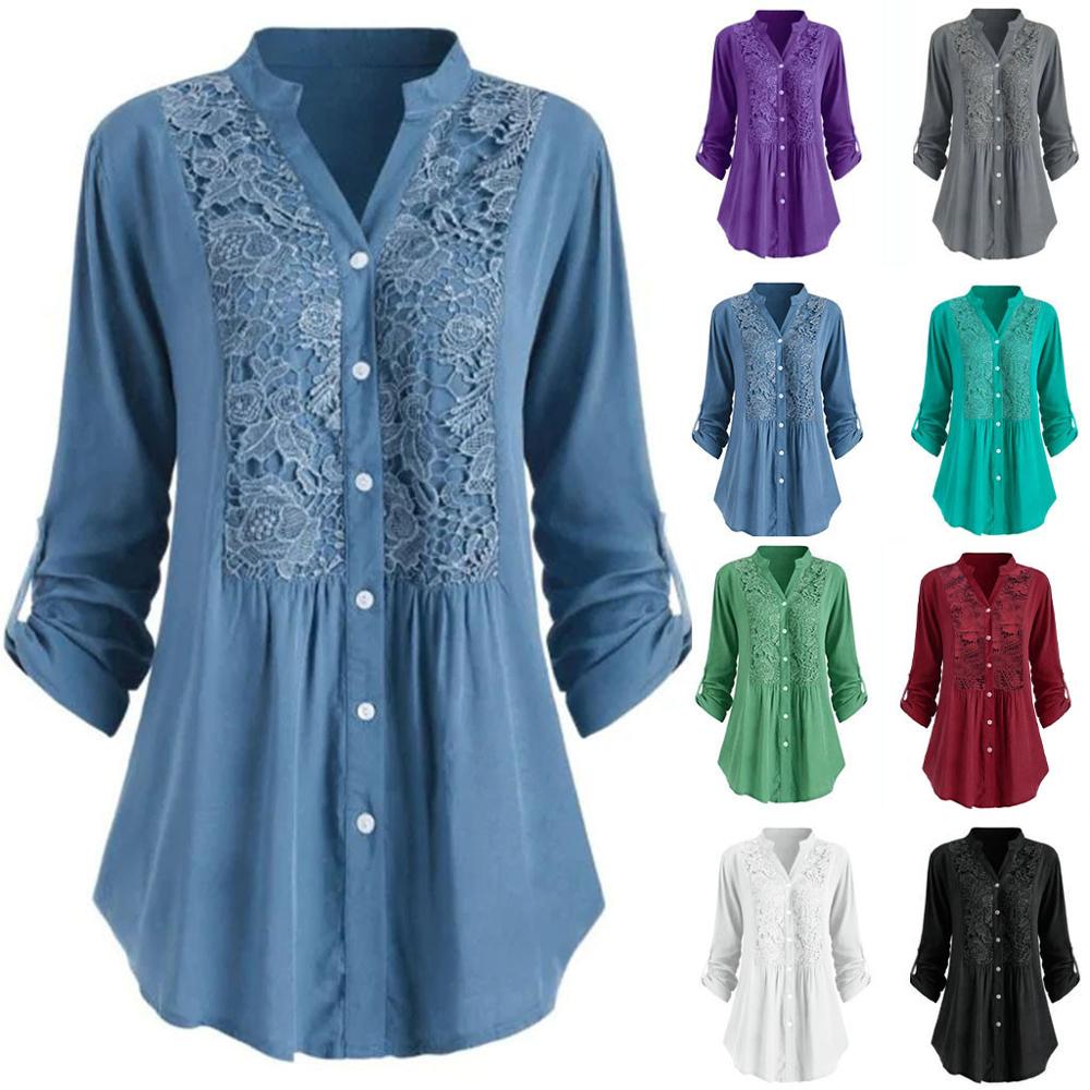 Lace panel lace shirt