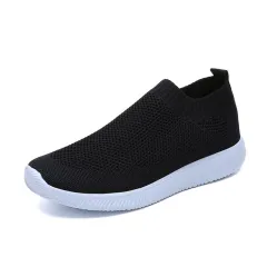 Fly woven socks shoes stretch fabric women's shoes - Black - View 1