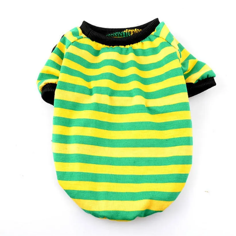 Casual striped round neck t-shirt pet dog clothes - Green