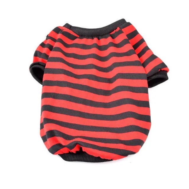 Casual striped round neck t shirt pet dog clothes Red - Shop at LoveMi