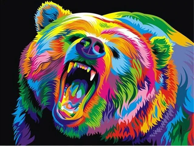 Diy Digital Paintng By Numbers Modern Bear - Shop at LoveMi