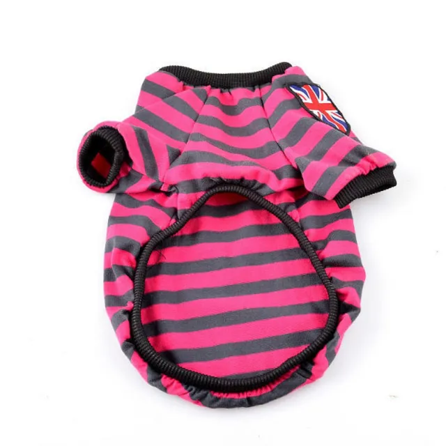 Casual striped round neck t shirt pet dog clothes Rose Red - Shop at LoveMi