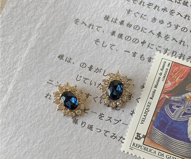 Sapphire and diamond stud earrings