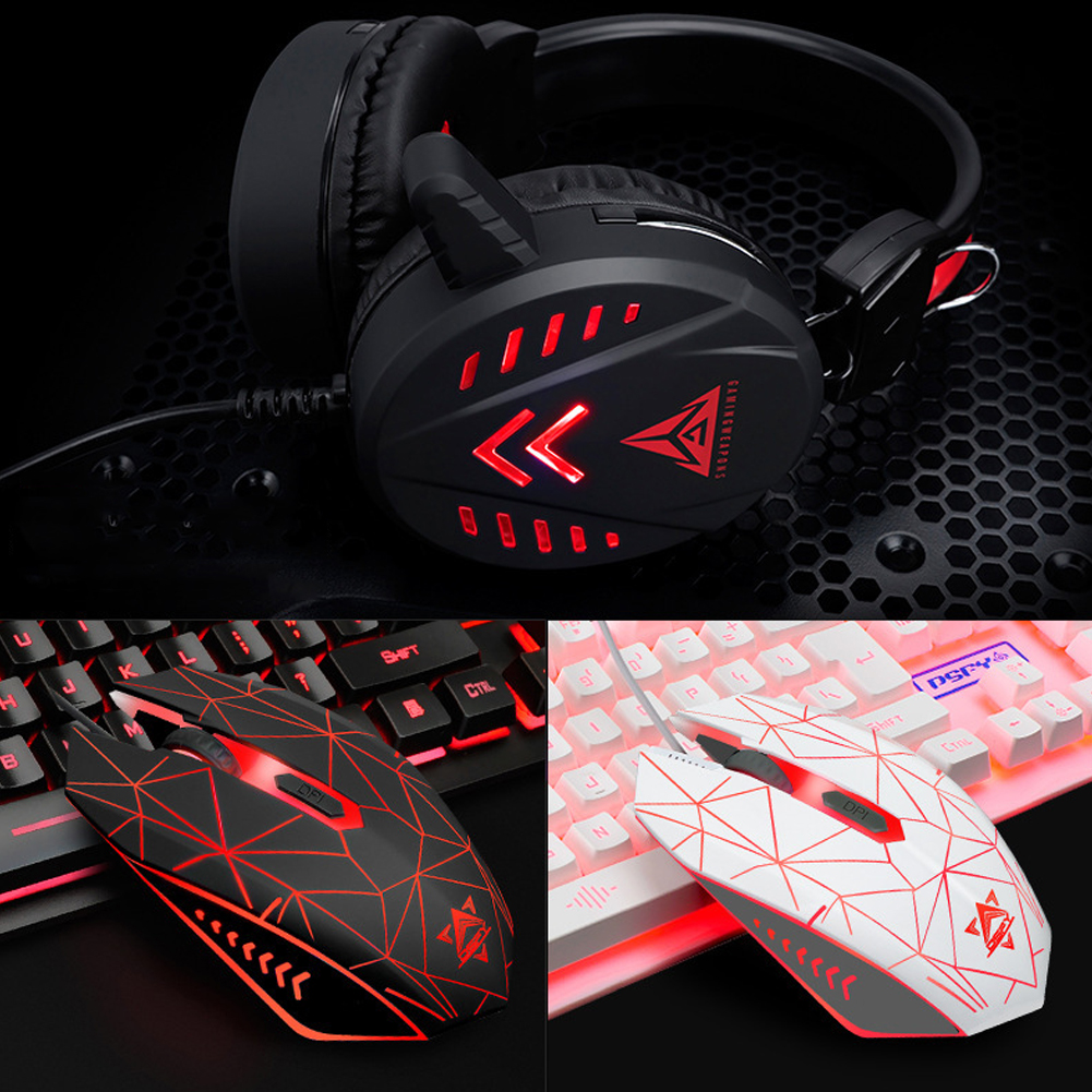 USB skrivebord wired luminous tastatur og mus set - Miniatyr 10