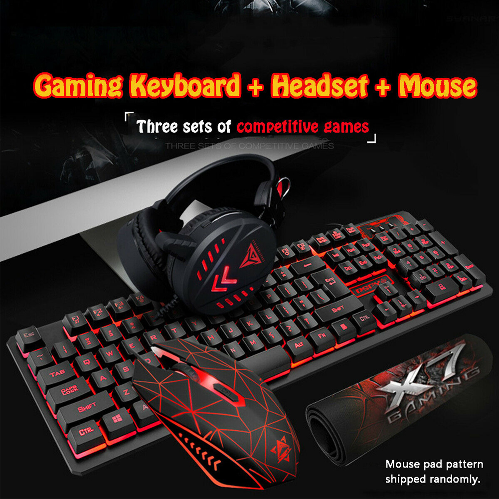 USB skrivebord wired luminous tastatur og mus set - Miniatyr 13