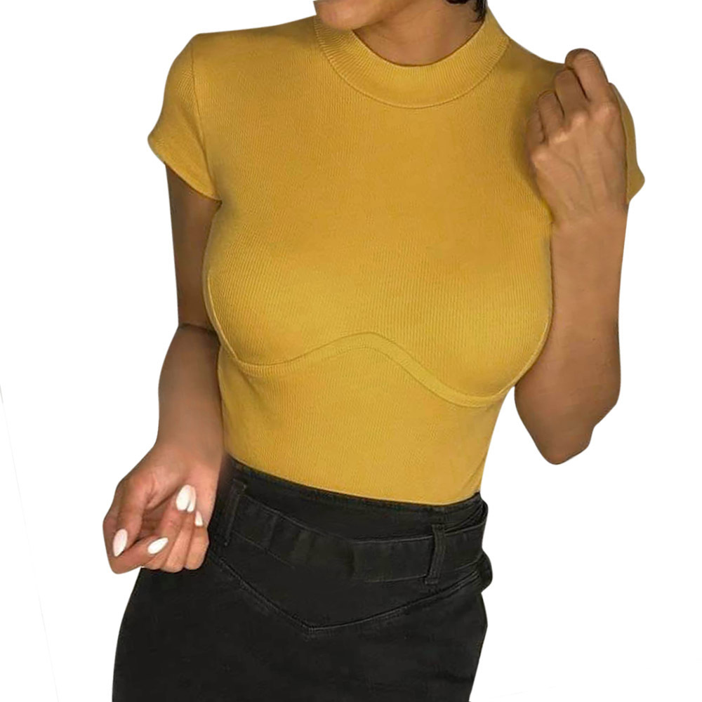 eature tight waist half turtleneck top