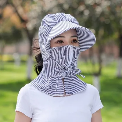 Sun protection hat female cover face summer Navy - Shop at LoveMi