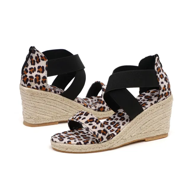 Hemp snake print bag heel sandals Beige - Shop at LoveMi