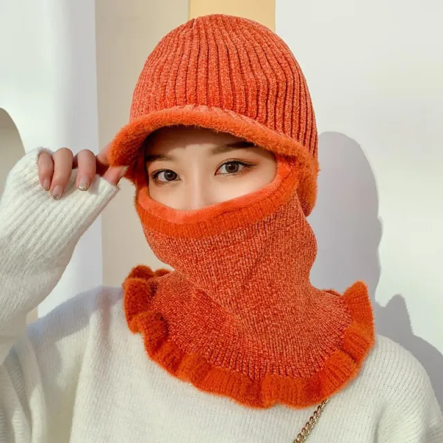 Velvet chenille warm knitted hat Orange - Shop at LoveMi