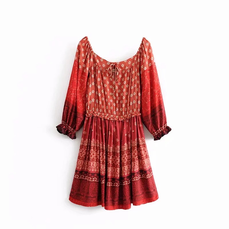 Little daisy print word shoulder dress