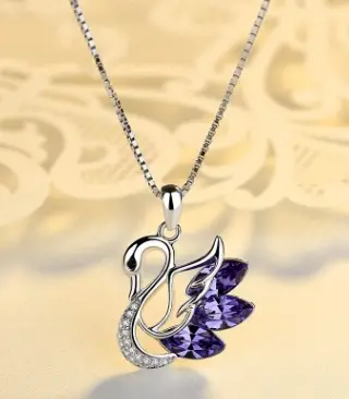 Glitter Swan Pendant necklace clavicle chain