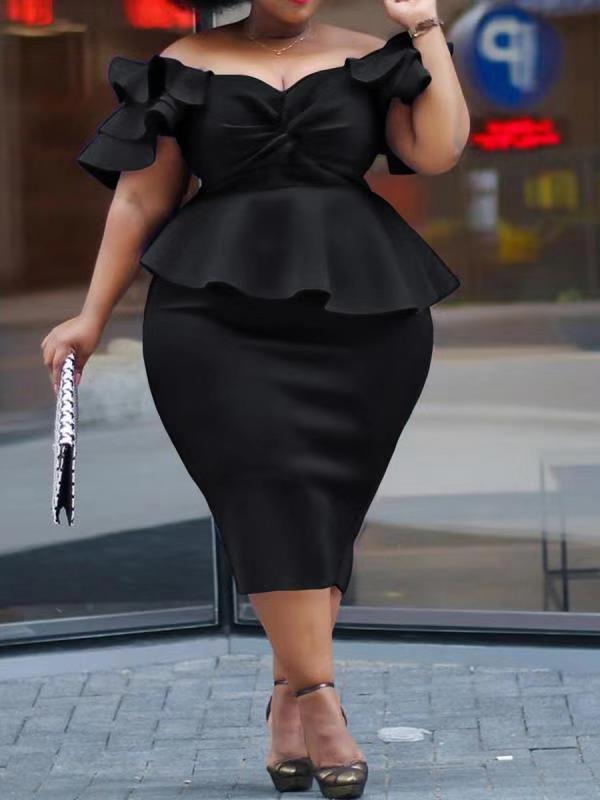 Ruffled bag hip word shoulder step skirt bow dress