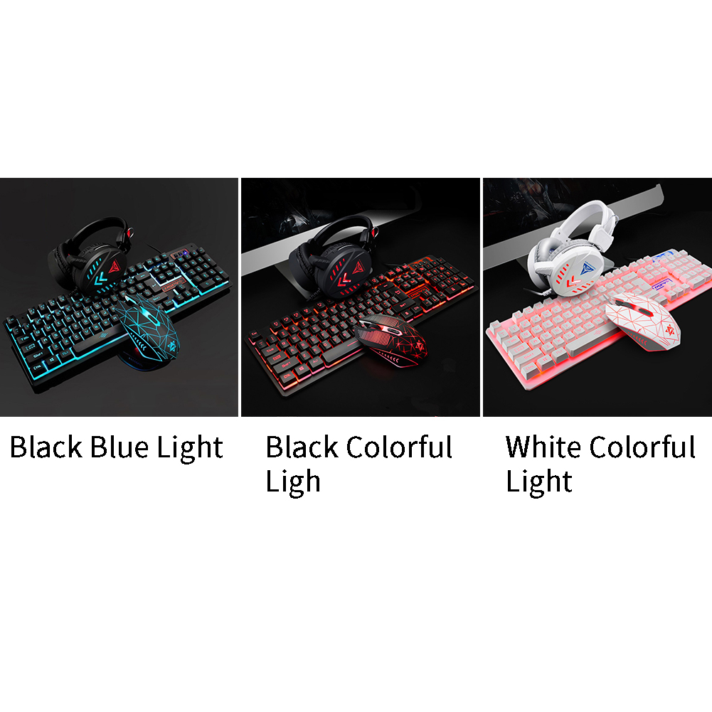 USB skrivebord wired luminous tastatur og mus set - Miniatyr 8