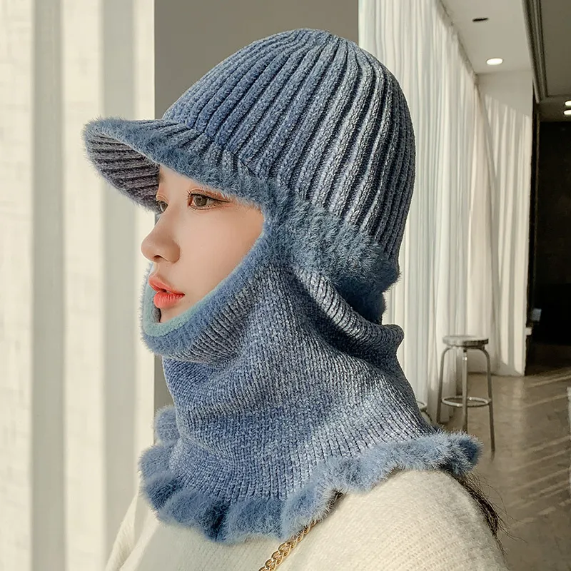 Velvet chenille warm knitted hat - Grey