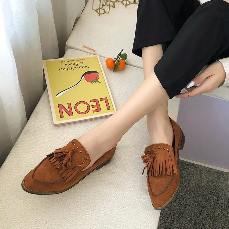 Vintage British tassel single shoes - Brown