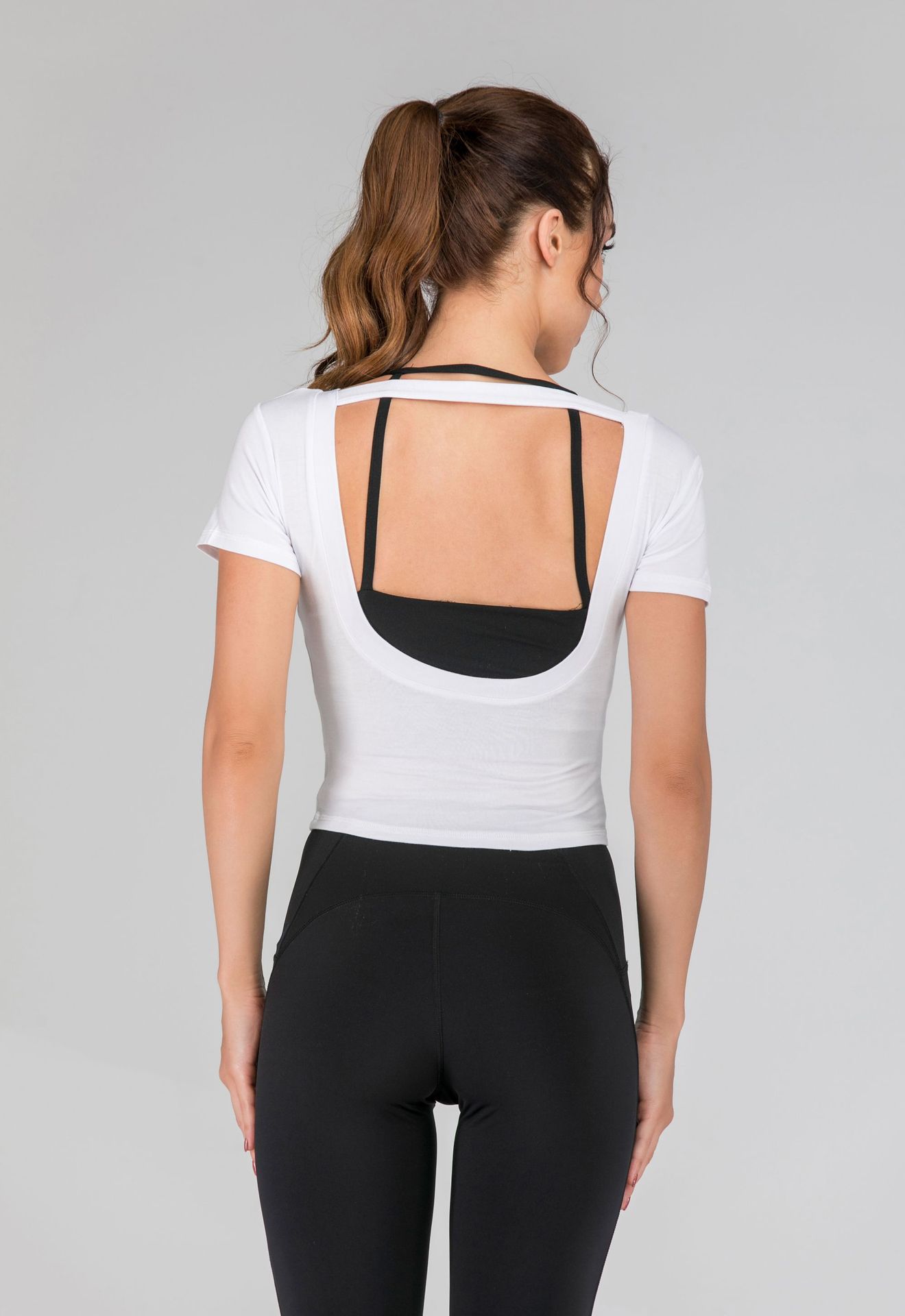 Title 6, US back short sleeve fitness blouse