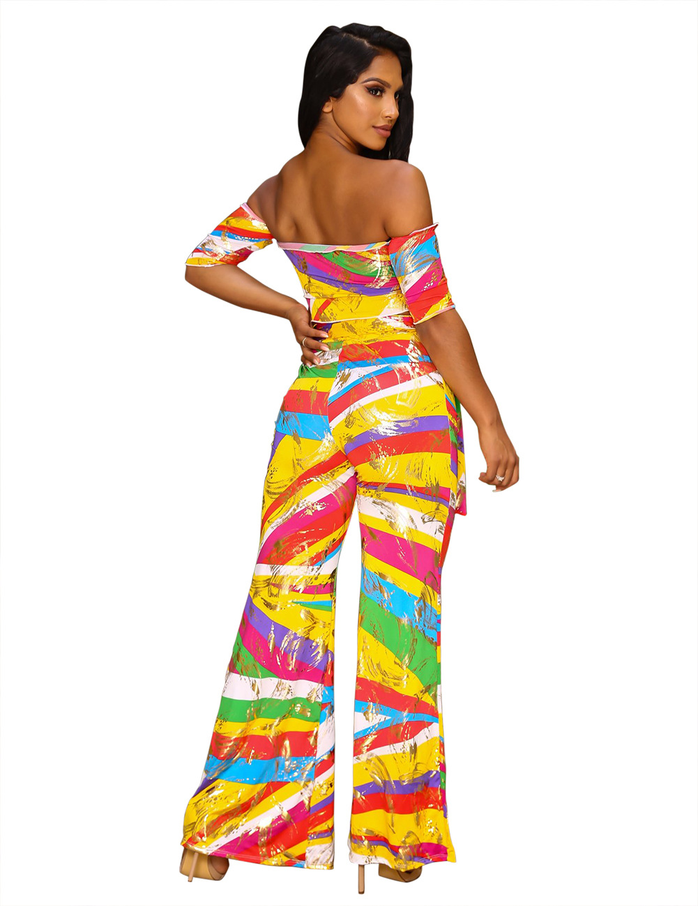 Colorful striped two-piece suit