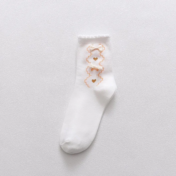 Bowknot girl's socks - White